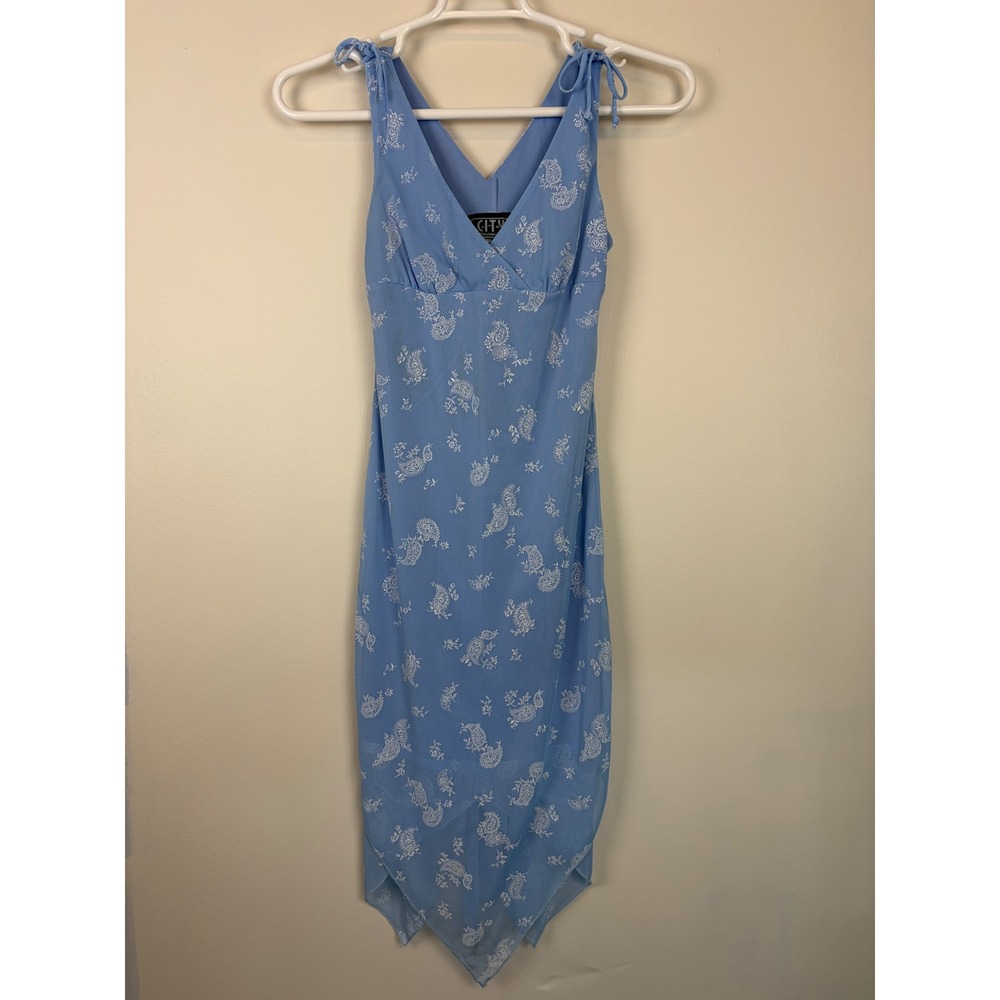 City Triangles Dress Small Blue Paisley Y2K 90s Vintage Fairy Babydoll Coquette
